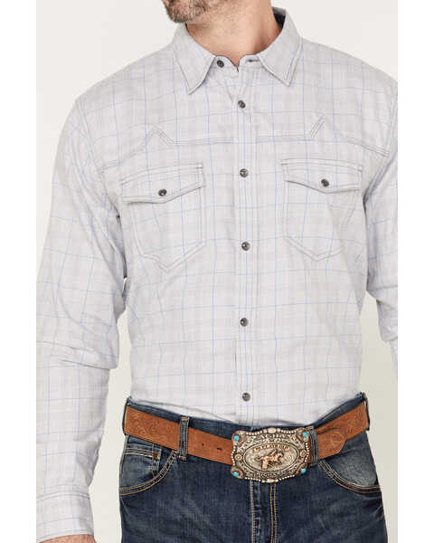 Image #3 - Moonshine Men's Classy Malange Print Long Sleeve Snap Western Shirt , Grey, hi-res