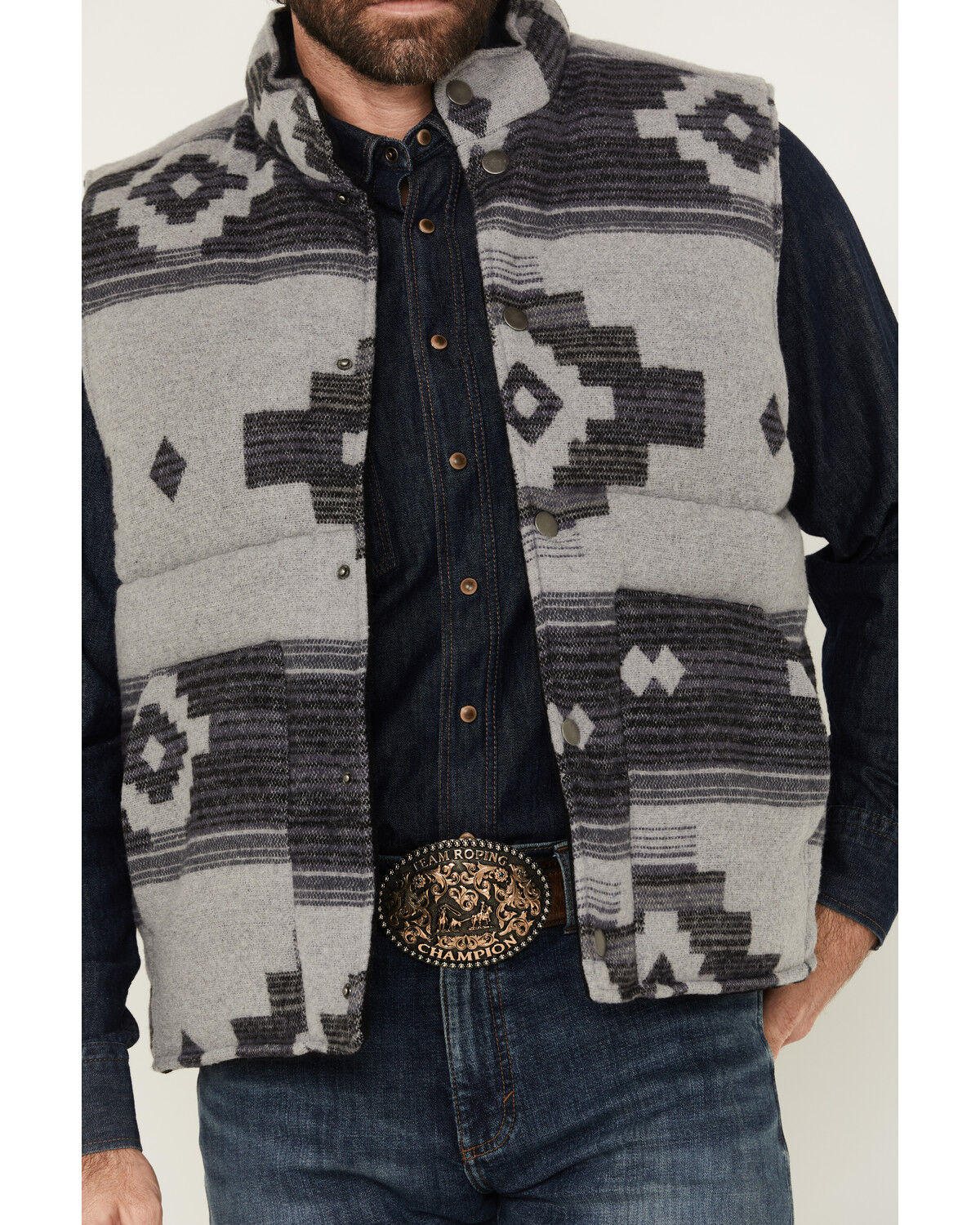 Image #3 - Cody James Men's Suns Reversible Woolish Puffer Vest, Grey, hi-res