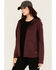 Image #2 - Lucky Brand Workwear Women's Bonded Fleece Zip-Up Hooded Jacket, Burgundy, hi-res