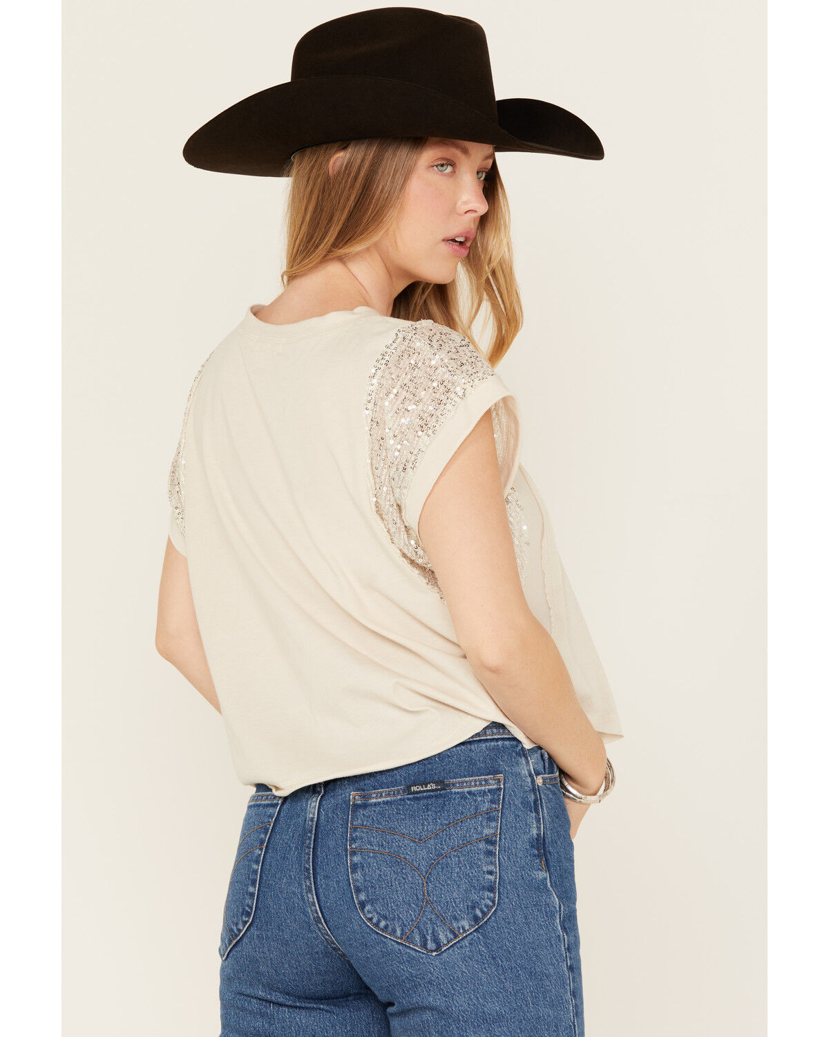 Image #4 - Originality Women's Texas Hold Em' Sequin Short Sleeve Graphic Tee, White, hi-res