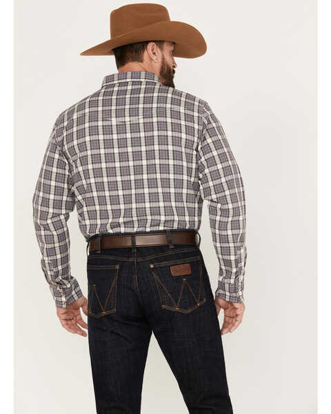 Image #4 - Blue Ranchwear Men's Plaid Print Long Sleeve Western Pearl Snap Shirt, Grape, hi-res