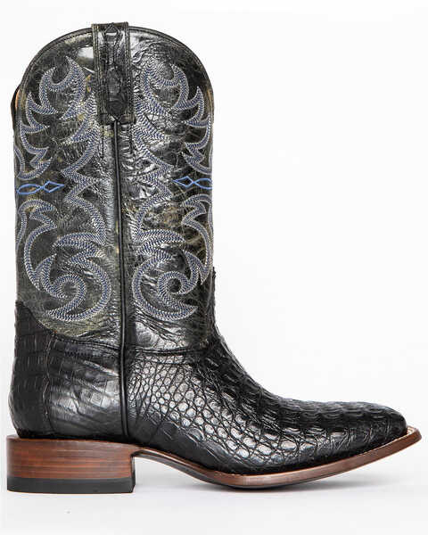 Cody James Men's Caiman Embroidered Exotic Boots - Broad Square Toe , Black, hi-res