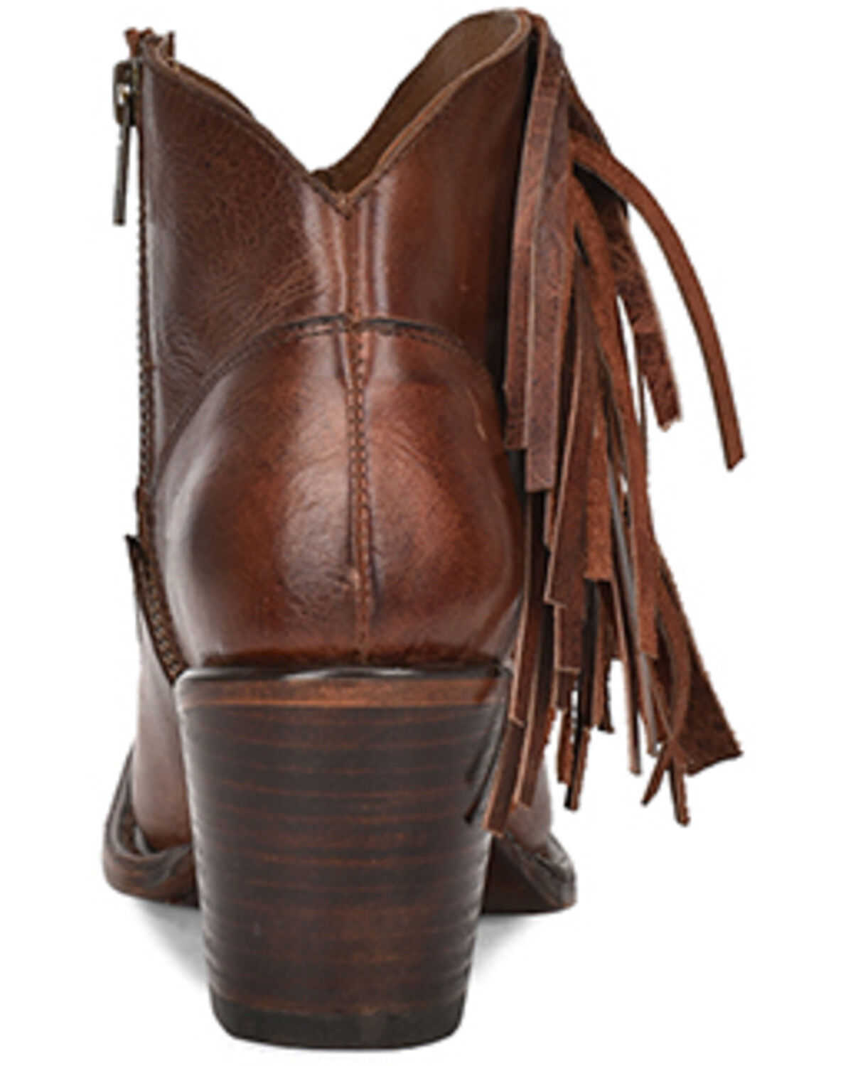 Image #4 - Corral Women's Denim Overlay Fringe Ankle Booties - Snip Toe, Brown, hi-res