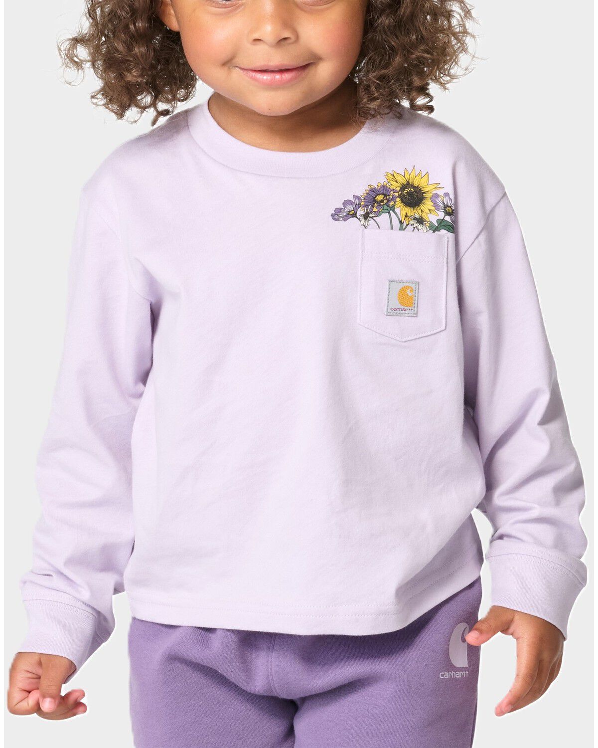 Carhartt Toddler Girls' Thistle Floral Pocket Long Sleeve Tee, Light Purple, hi-res