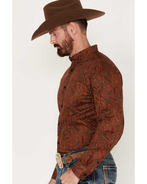 Image #2 - Cody James Tortuga Paisley Print Button Down Western Shirt - Big & Tall , Brown, hi-res