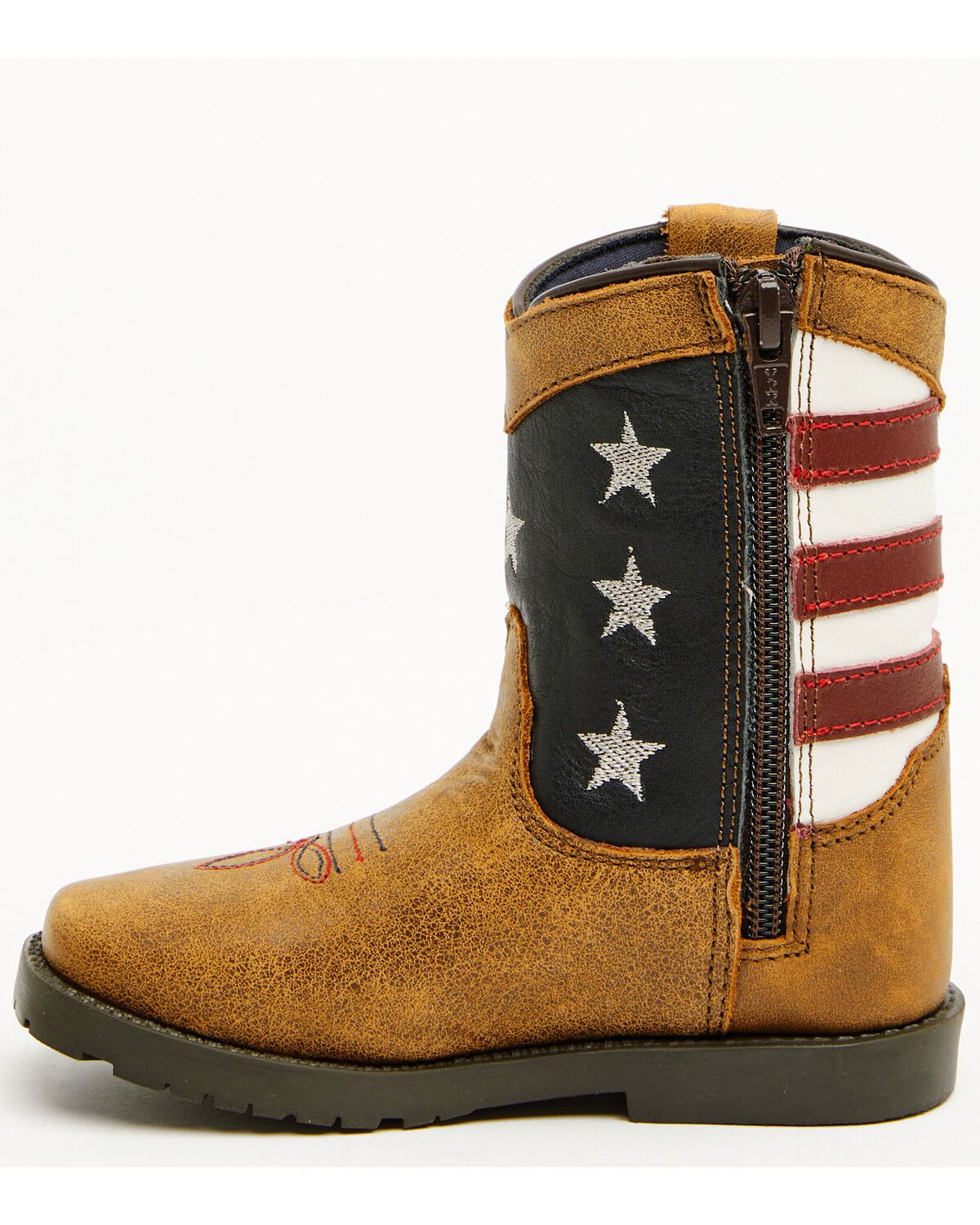 Image #3 - Smoky Mountain Toddler Stars and Stripes Western Boots - Square Toe, Distressed Brown, hi-res