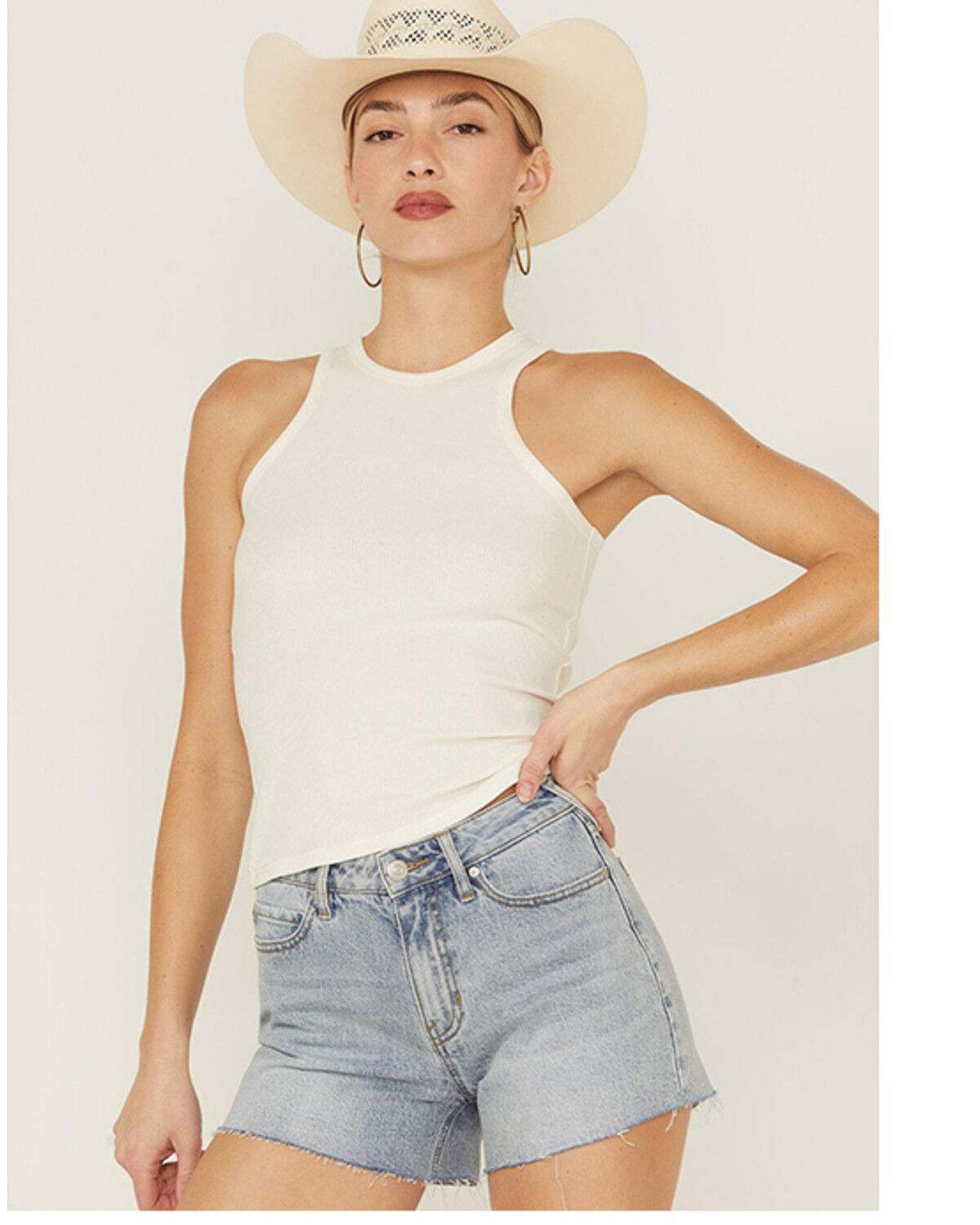 Image #2 - Cleo + Wolf Women's Easy Ribbed Layering Tank Top, Ivory, hi-res