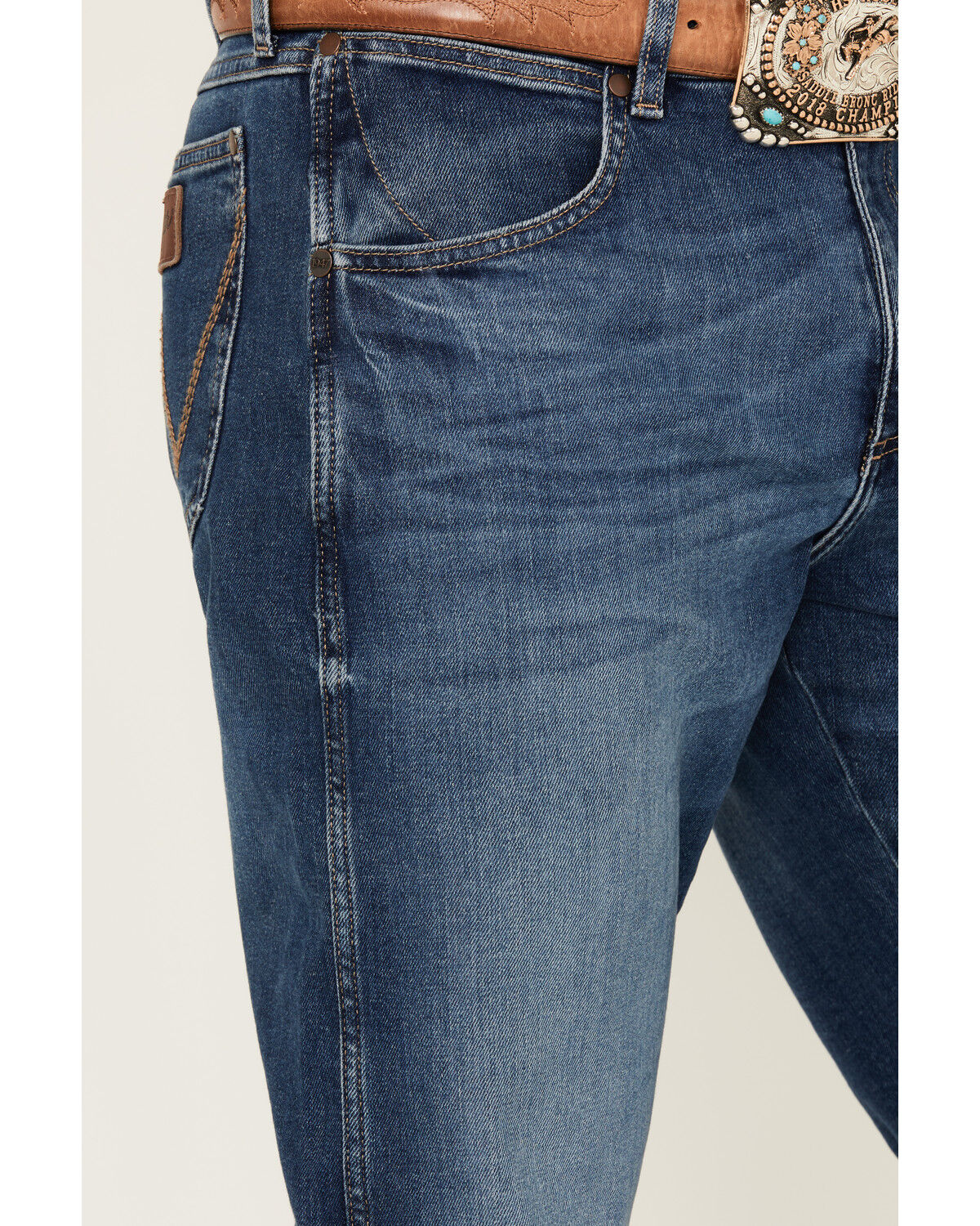 Image #2 - Wrangler Retro Men's Blakelee Medium Wash Slim Straight Stretch Denim Jeans, Medium Wash, hi-res