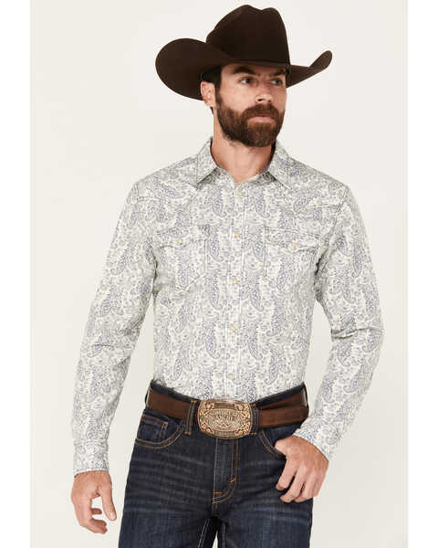 Cody James Men's Dagget Paisley Print Long Sleeve Snap Western Shirt - Big, White, hi-res