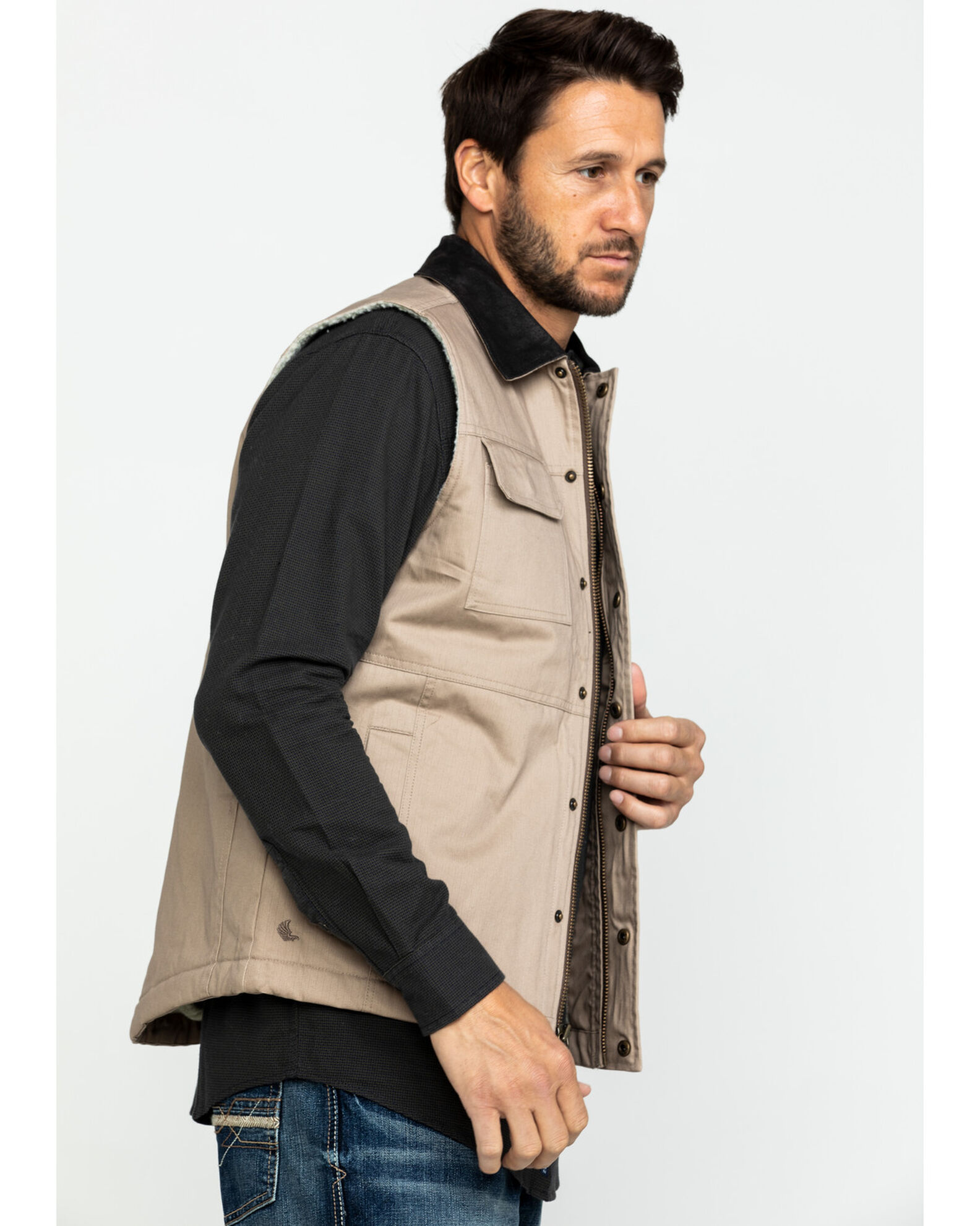 Image #4 - Cody James Men's Tan Ranchero Timberwolf Canvas Vest, Tan, hi-res