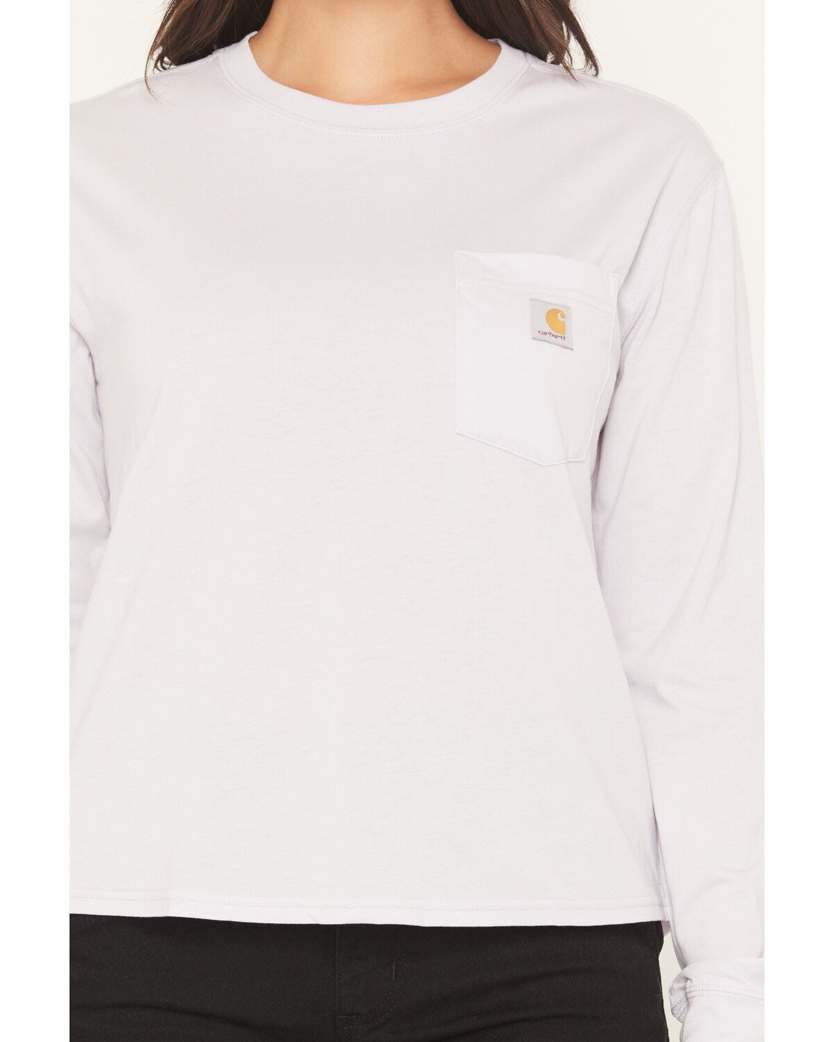 Image #3 - Carhartt Women's TENCEL&trade; Fiber Series Loose Fit Long Sleeve Crewneck Pocket T-Shirt, Lavender, hi-res