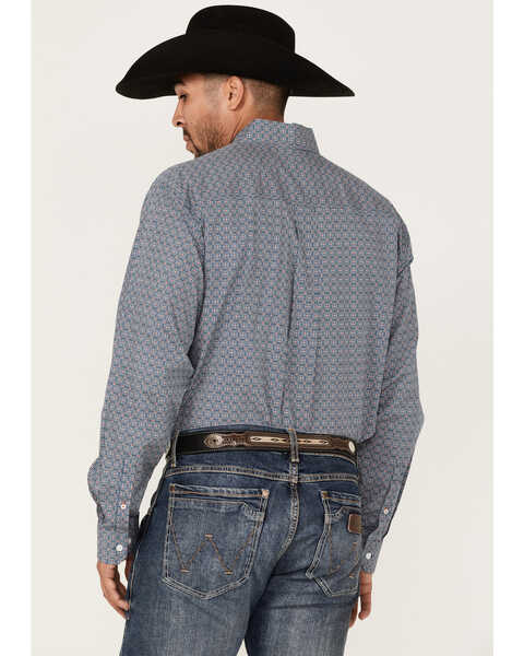 Image #4 - Cinch Men's Large Geo Print Long Sleeve Button Down Western Shirt , Navy, hi-res