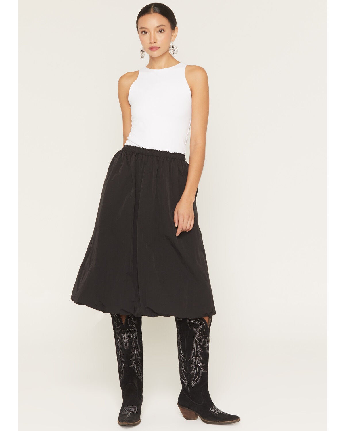 By Together Women's Bubble Midi Skirt, Black, hi-res