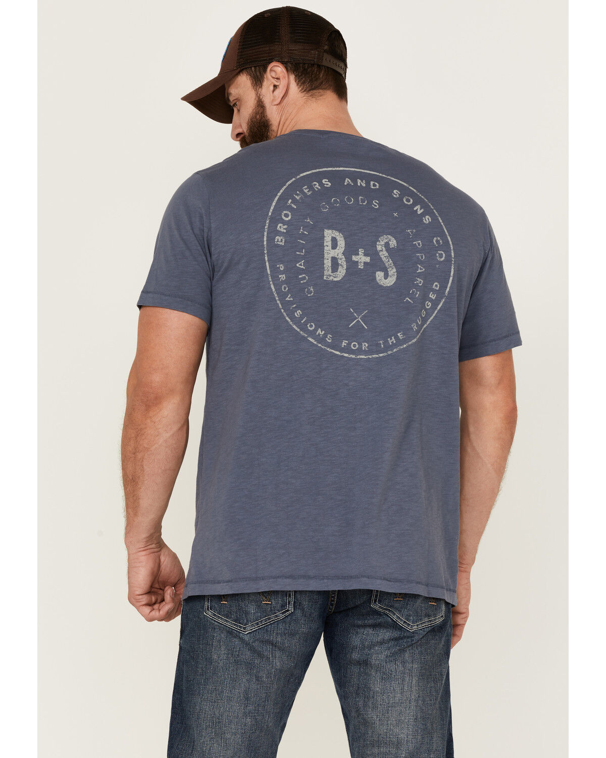 Image #4 - Brothers and Sons Men's Mercantile Weathered Slub Graphic Short Sleeve T-Shirt, Blue, hi-res