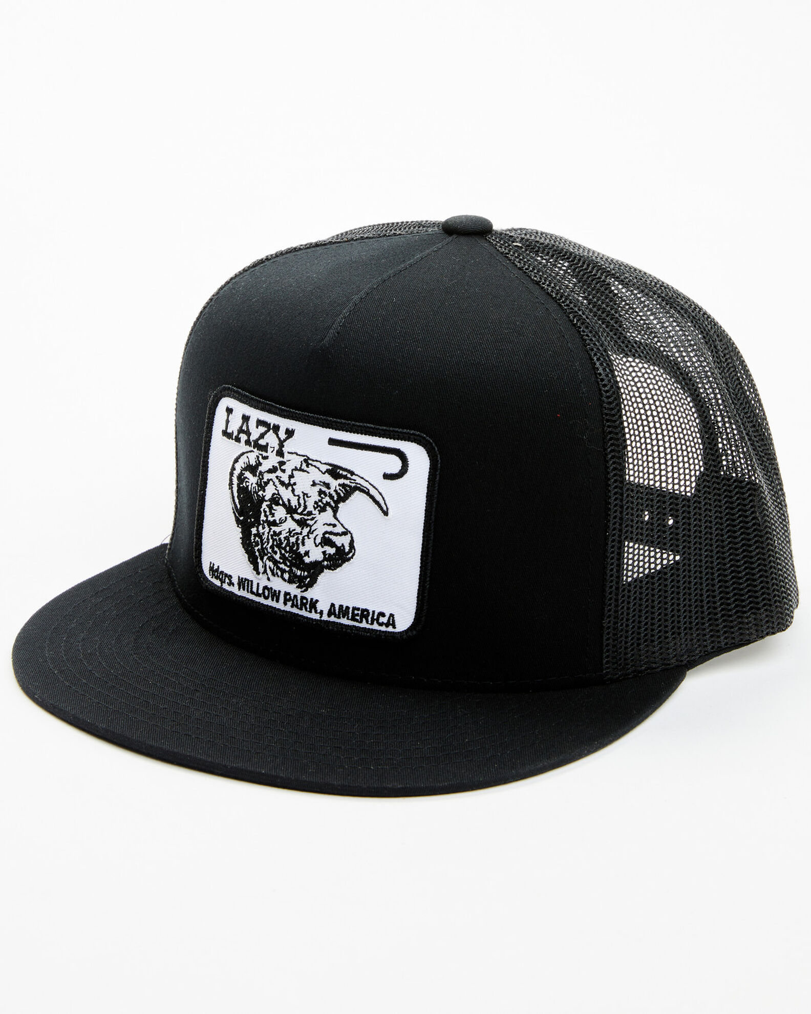 Product Name: Lazy J Ranch Men's Black Willow Cattle Headquarters Logo  Patch Mesh-Back Ball Cap