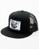 Image #1 - Lazy J Ranch Men's Black Willow Cattle Headquarters Logo Patch Mesh-Back Ball Cap, Black, hi-res