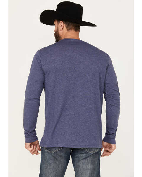 Image #4 - Wrangler Men's Authentic Western Denim And Eagle Long Sleeve Graphic T-Shirt, Heather Blue, hi-res