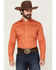 Image #1 - Roper Men's Basic Solid Long Sleeve Western Shirt, Orange, hi-res