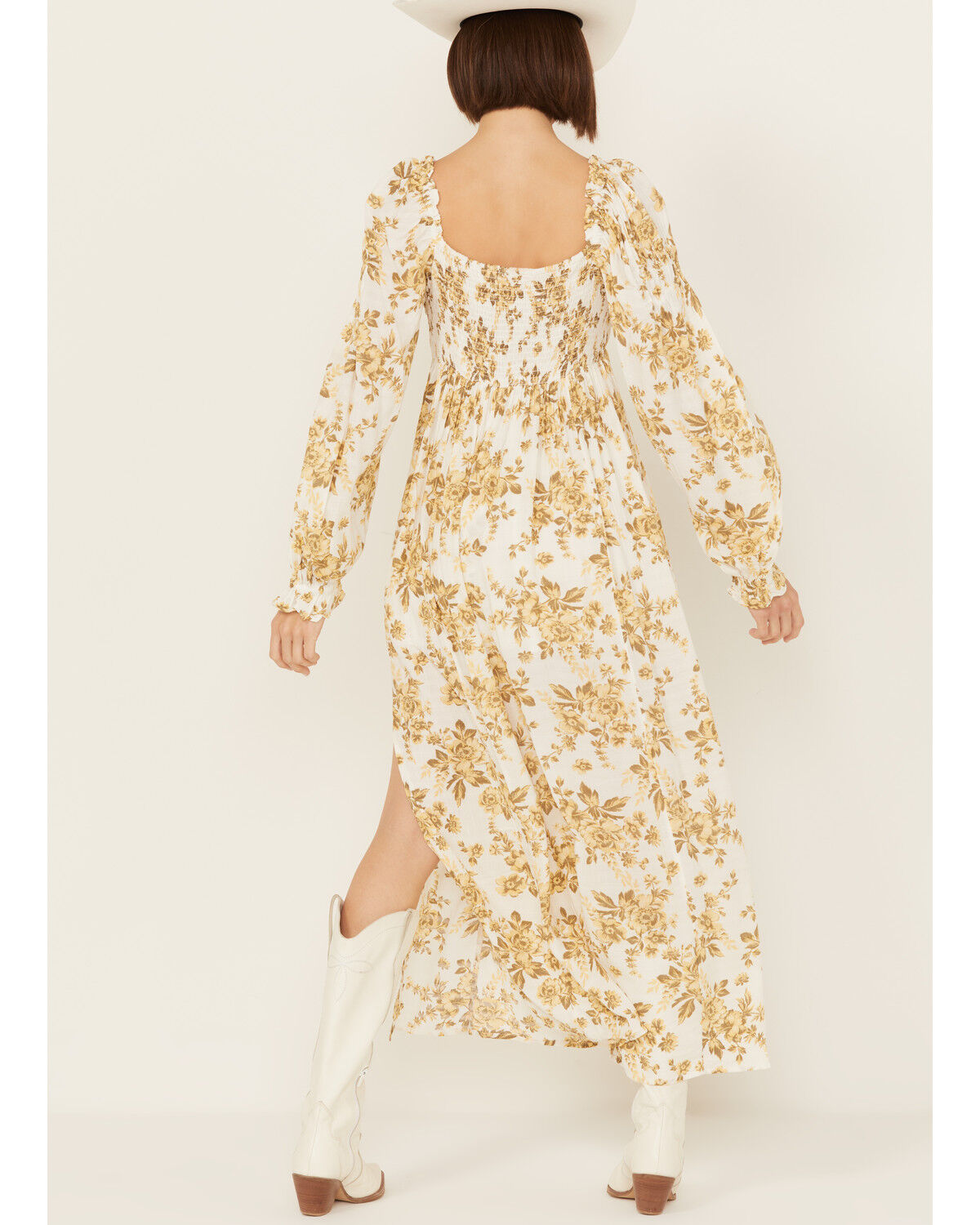 Image #4 - Free People Women's Jaymes Floral Print Long Sleeve Midi Dress, Yellow, hi-res