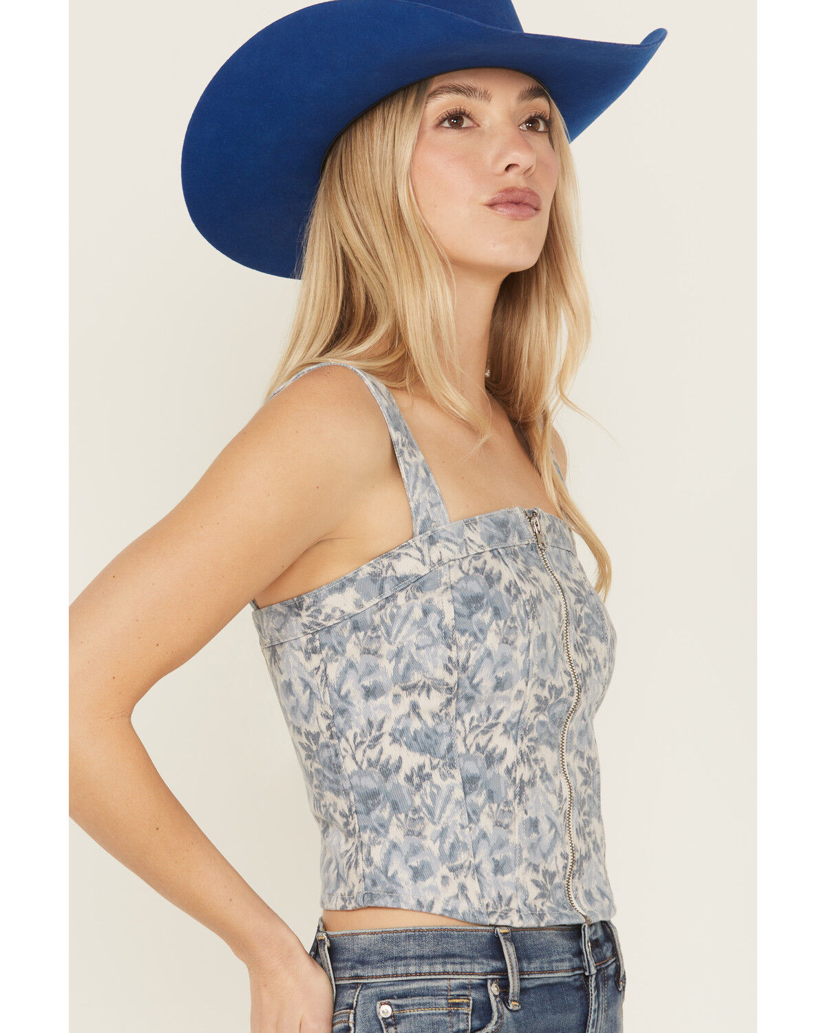 Image #2 - Levi's Women's Floral Print Denim Bustier, Multi, hi-res