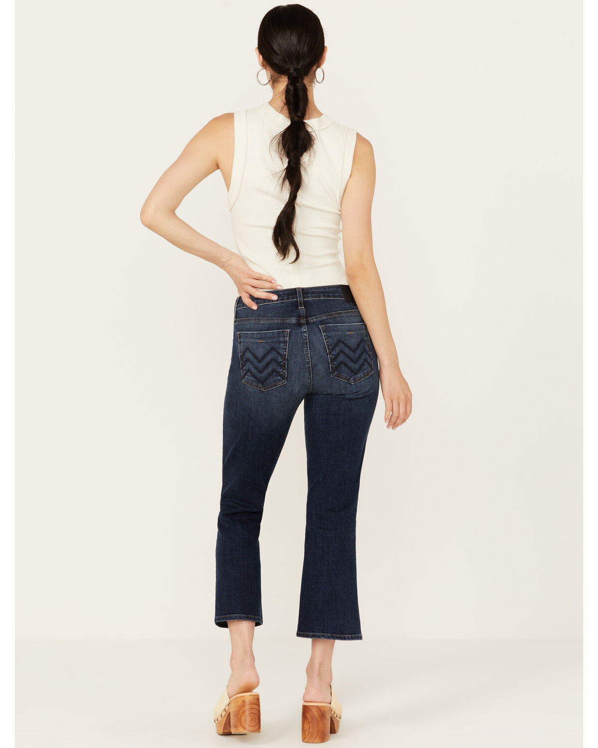 Image #3 - Mia and Moss Women's Spellbound Dark Wash Mid Rise Kick Flare Stretch Jeans, Dark Wash, hi-res
