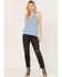Image #2 - Cleo + Wolf Women's V-Neck Flared Sweater Tank, Medium Blue, hi-res