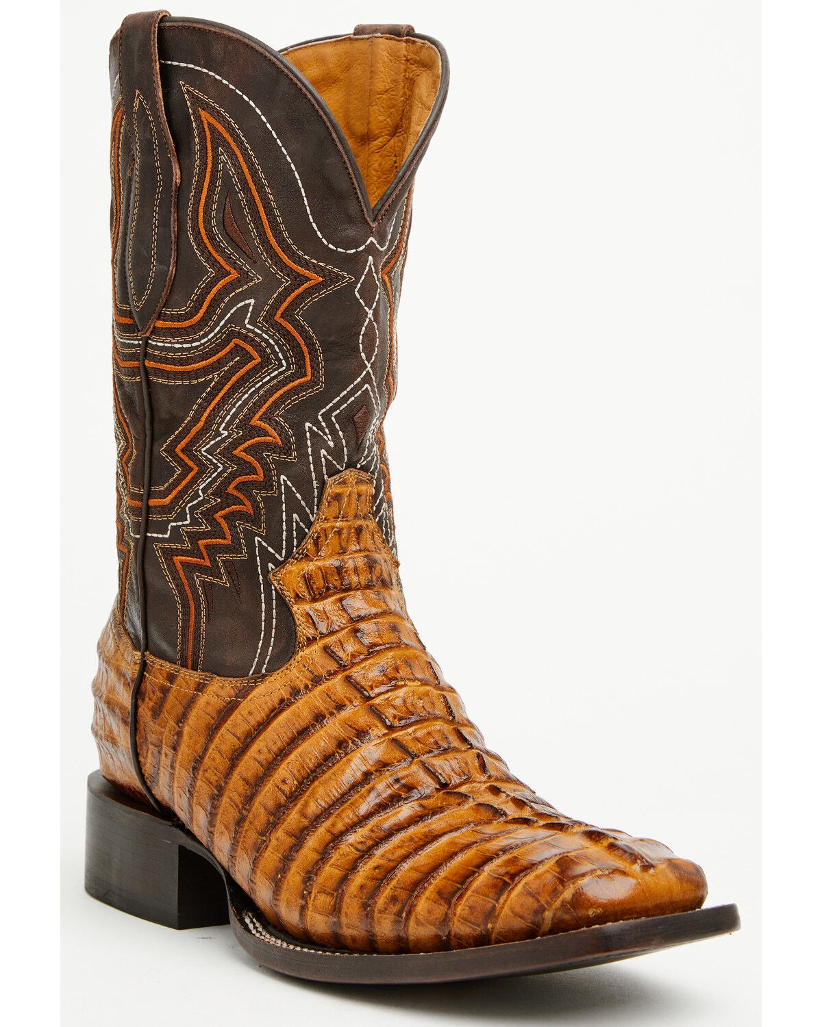 Image #1 - Cody James Men's Badlands Caiman Print Western Boots - Broad Square Toe, Tan, hi-res