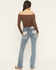 Image #1 - Grace In LA Women's Medium Wash Mid Rise Geo Embroidered Bootcut Stretch Denim Jeans, Medium Wash, hi-res