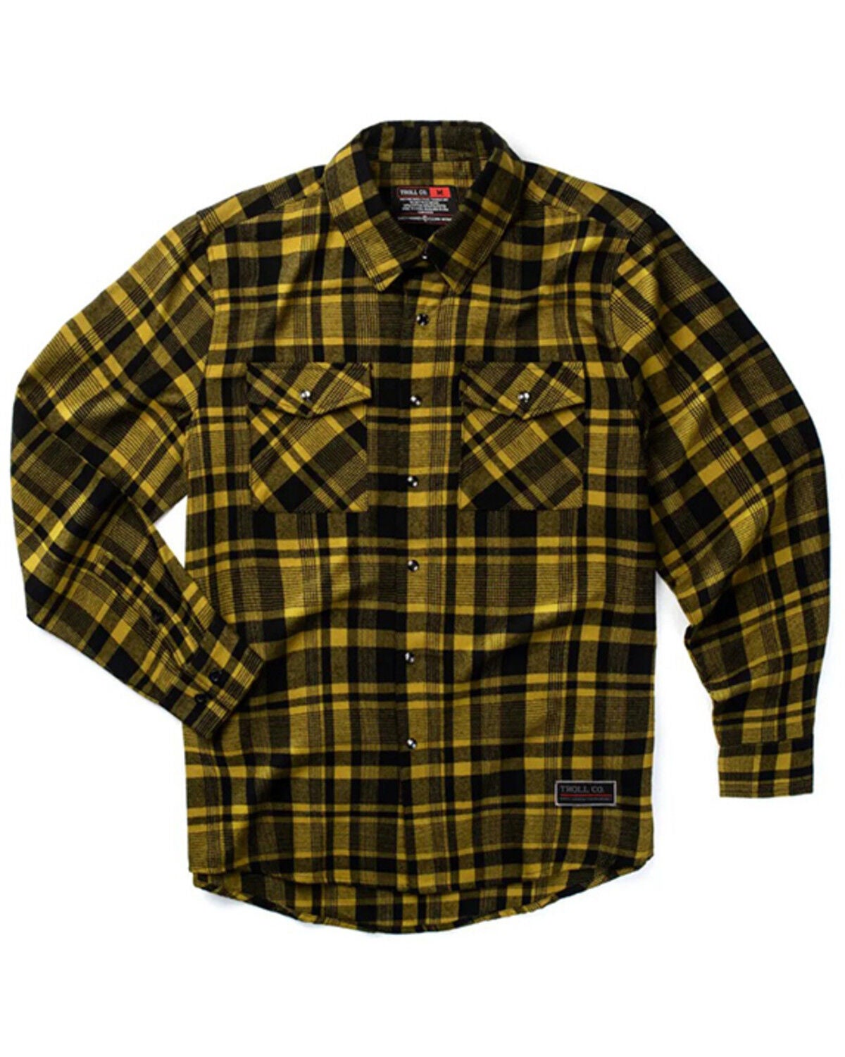 Troll Co Men's Oliver Plaid Print Long Sleeve Pearl Snap Flannel Shirt, Yellow, hi-res