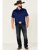 Image #2 - RANK 45® Men's Elite Stripe Short Sleeve Performance Polo Shirt, Blue, hi-res
