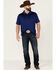 Image #2 - RANK 45® Men's Elite Stripe Short Sleeve Performance Polo Shirt , Blue, hi-res