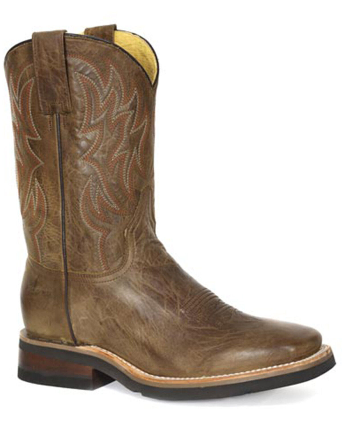 Image #1 - Roper Men's Cowhand Western Boots - Broad Square Toe, Brown, hi-res