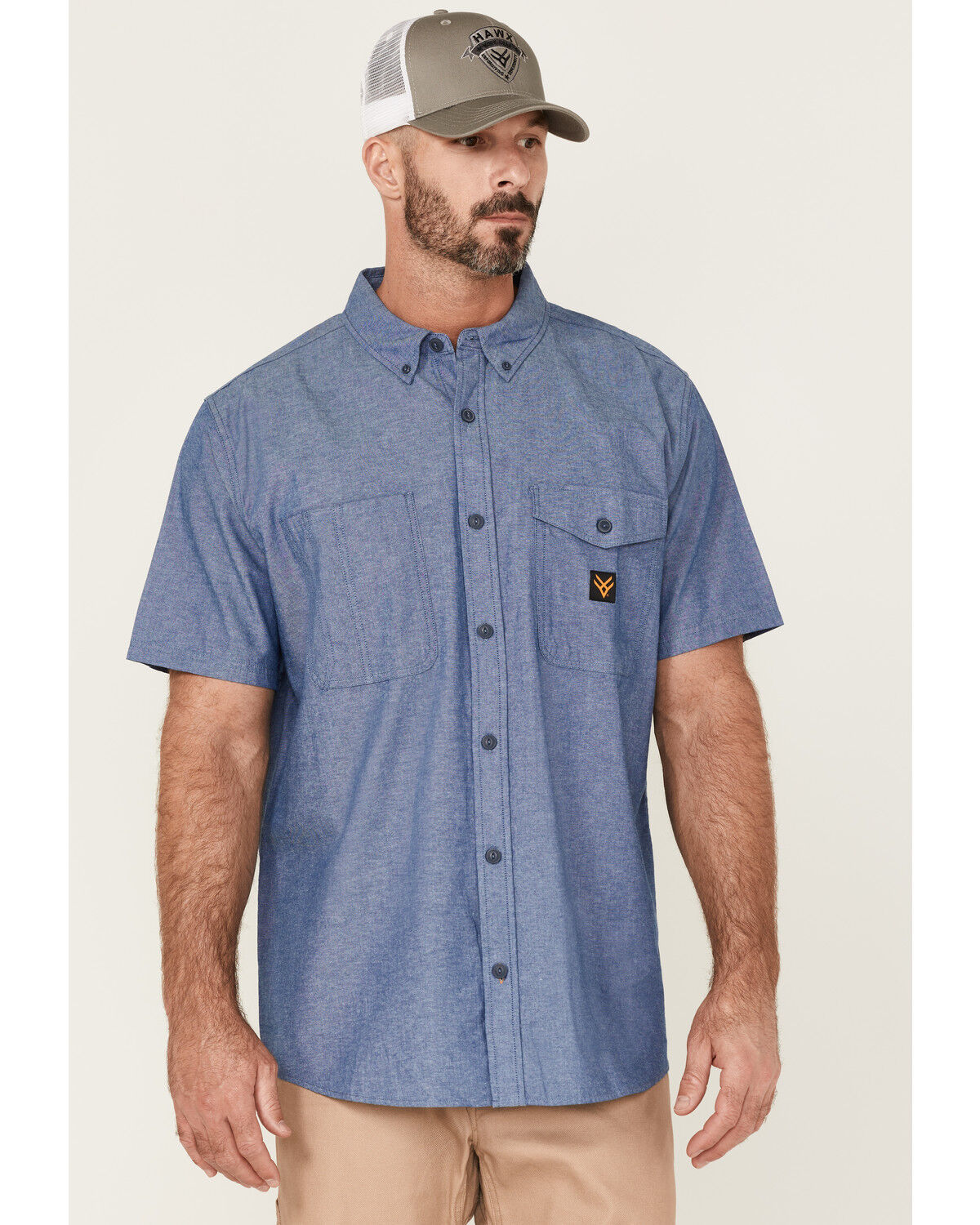 Image #1 - Hawx Men's Short Sleeve Button-Down Work Shirt, Royal Blue, hi-res