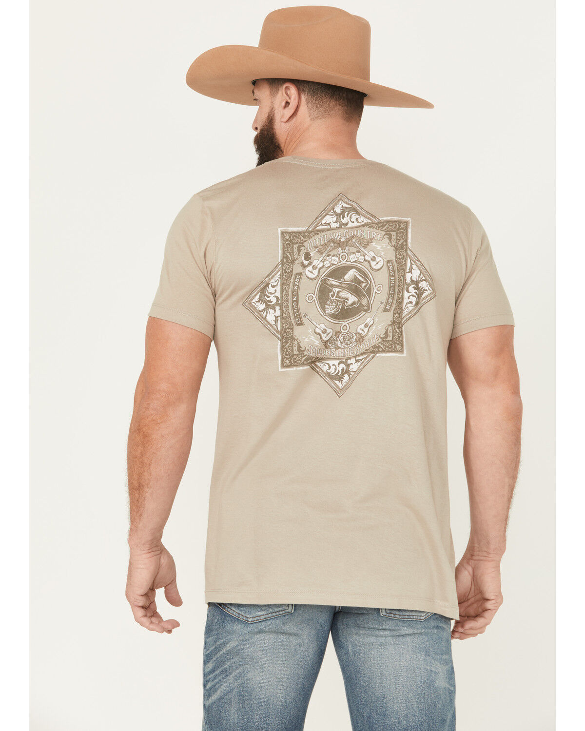 Image #1 - Moonshine Spirit Men's Bandana Short Sleeve Graphic T-Shirt, Tan, hi-res