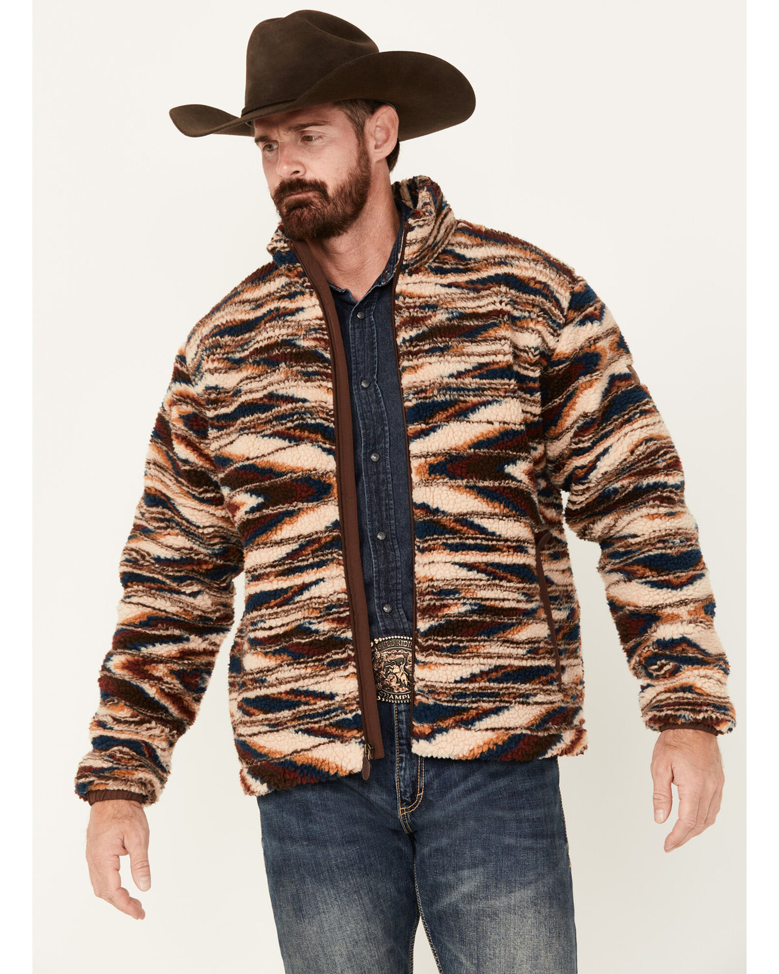 Southwestern fleece jacket top