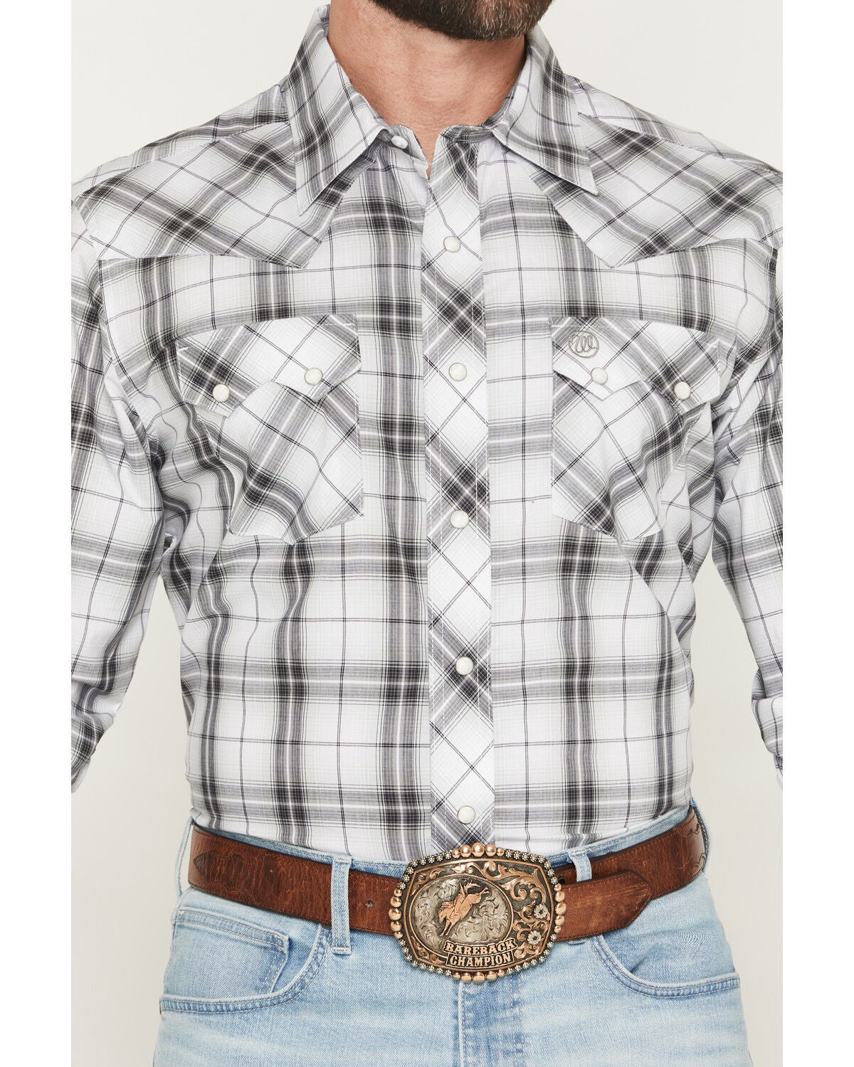 Image #3 - Wrangler Retro Men's Plaid Print Long Sleeve Snap Western Shirt, Black, hi-res