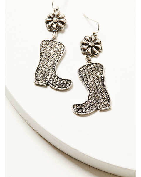 Shyanne Women's Pave Stone Boot Drop Earrings, Silver, hi-res