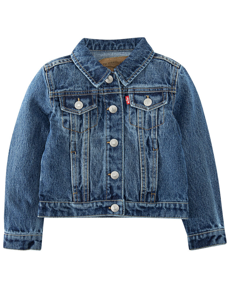 Levi's Toddler Girls' Medium Wash Denim Button-Down Trucker Jacket , Blue, hi-res