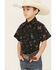 Image #2 - Cowboy Hardware Boys' Bronc Short Sleeve Snap Stretch Western Shirt, Black, hi-res