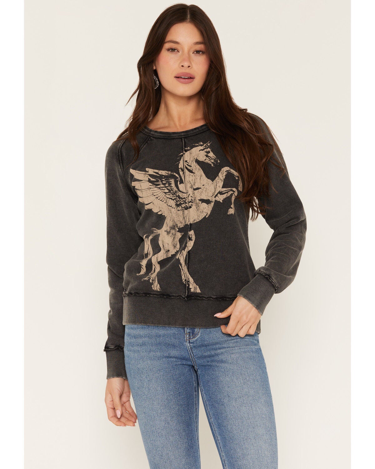 Idyllwind Women's Pierce Pegasus Graphic Crewneck, Black, hi-res
