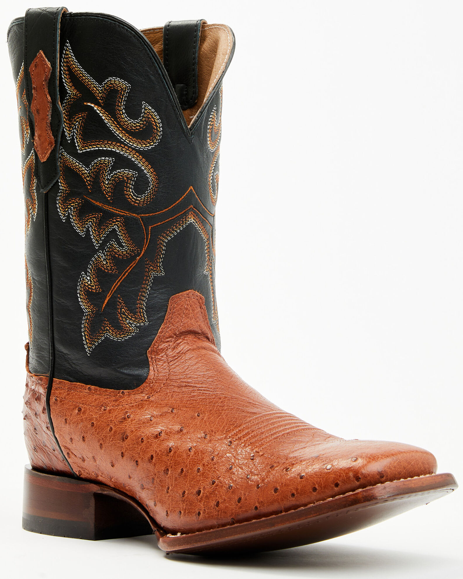 Image #1 - Cody James Men's Exotic Ostrich Western Boots - Broad Square Toe, Cognac, hi-res