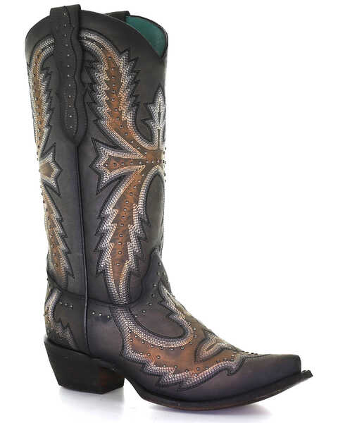 Corral Women's Hand Painted With Embroidery Western Boots - Snip Toe, Grey, hi-res
