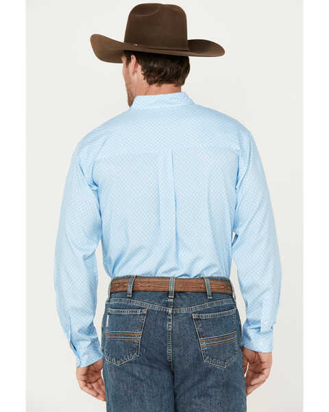 Image #4 - Cinch Men's ARENAFLEX Geo Print Long Sleeve Button-Down Western Shirt, Light Blue, hi-res