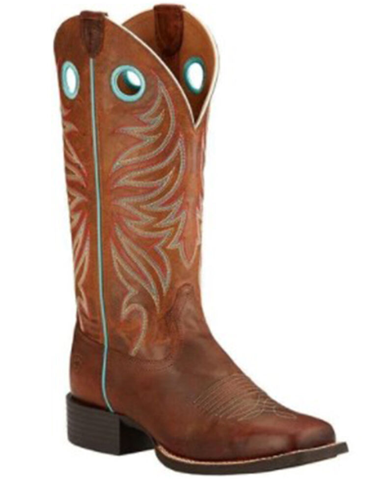 Ariat Round Up Ryder Cowgirl Boots - Square Toe , Brown, hi-res