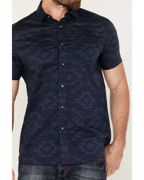 Image #3 - Pendleton Men's Shoreline Tonal Multicolor Print Short Sleeve Button-Down Shirt, Dark Blue, hi-res