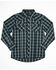 Wrangler Boys' Plaid Print Long Sleeve Snap Western Shirt , Grey, hi-res