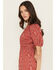 Image #2 - Panhandle Women's Paisley Print Puff Sleeve Midi Dress, Red, hi-res