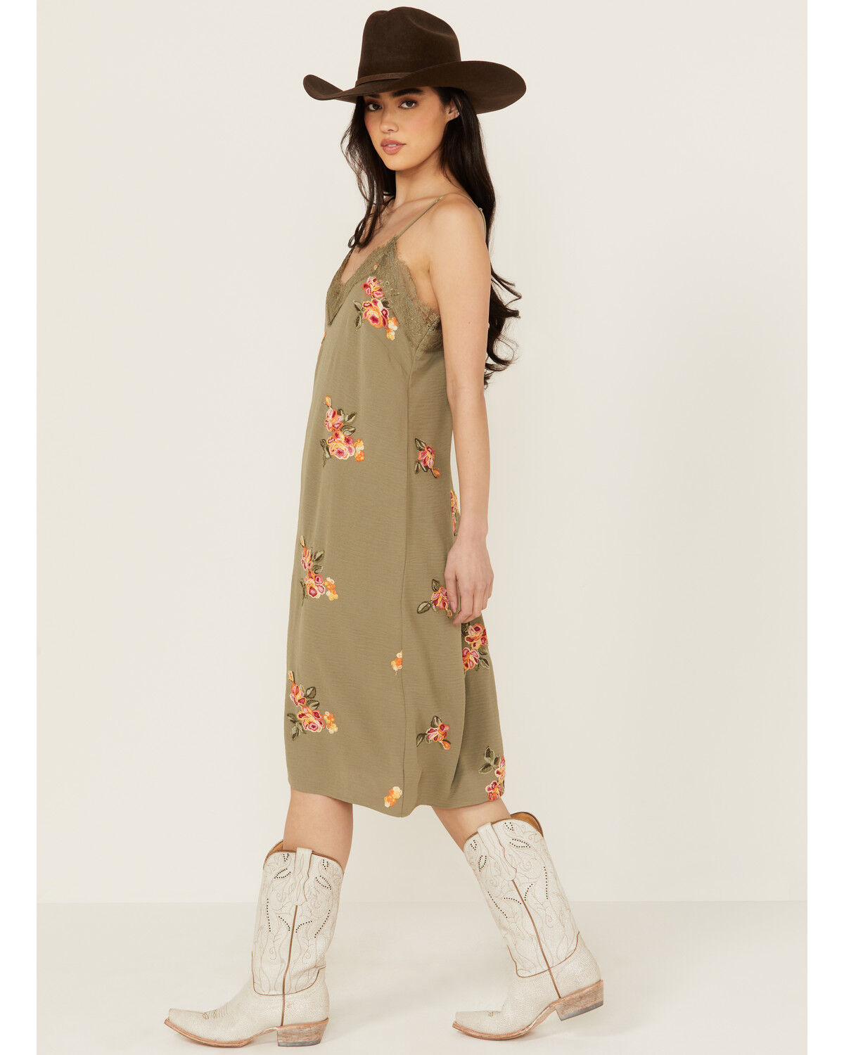 Image #2 - Wild Moss Women's Embroidered Midi Dress, Sage, hi-res