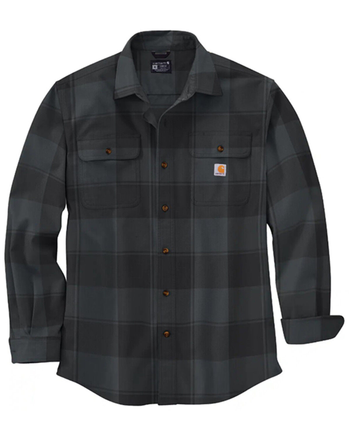 Image #1 - Carhartt Men's Loose Fit Heavyweight Plaid Print Long Sleeve Flannel Shirt, Black, hi-res