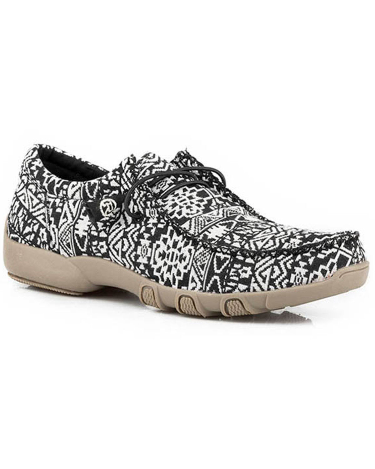 Image #1 - Roper Women's Chillin' Southwestern Print Casual Shoes - Moc Toe, Black, hi-res